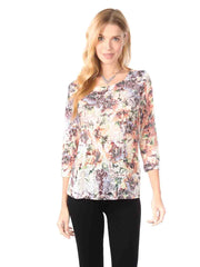 Tianello "Becki" Print Cotton Burnout Ballet Tee-Wash