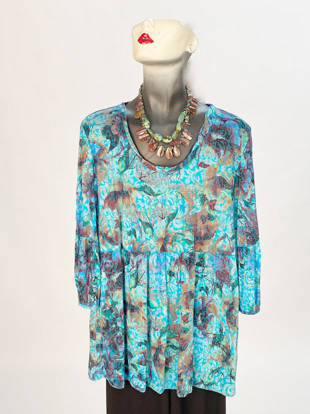 Tianello Becki Cotton Burnout "Shelby" Blouse-Acapulco