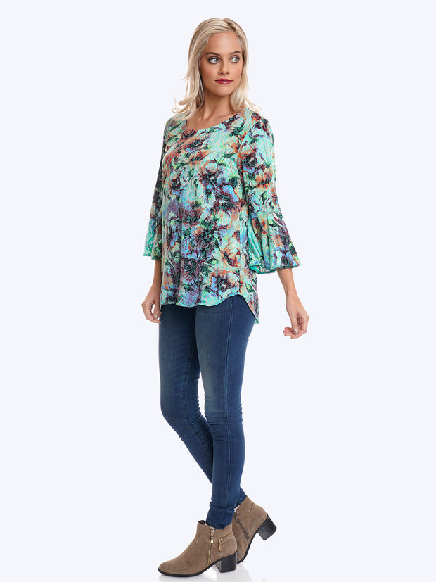 Tianello Becki Cotton Knit Burnout Trey Tunic-Glass Blue