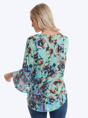Tianello Becki Cotton Knit Burnout Trey Tunic-Glass Blue
