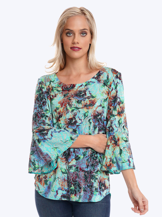 Tianello Becki Cotton Knit Burnout Trey Tunic-Glass Blue