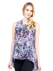 Tianello "Bhakti" Cotton Knit Burnout "Briata" Cowl Tunic-Wash