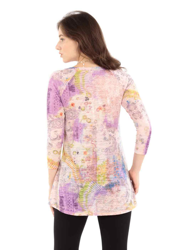 "Cecelia" Print Knit Jersey Burnout "Livia" (Limited Sizes Available)-Orange Cream