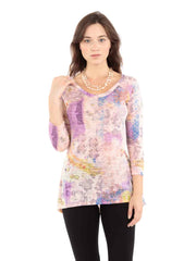 "Cecelia" Print Knit Jersey Burnout "Livia" (Limited Sizes Available)-Orange Cream