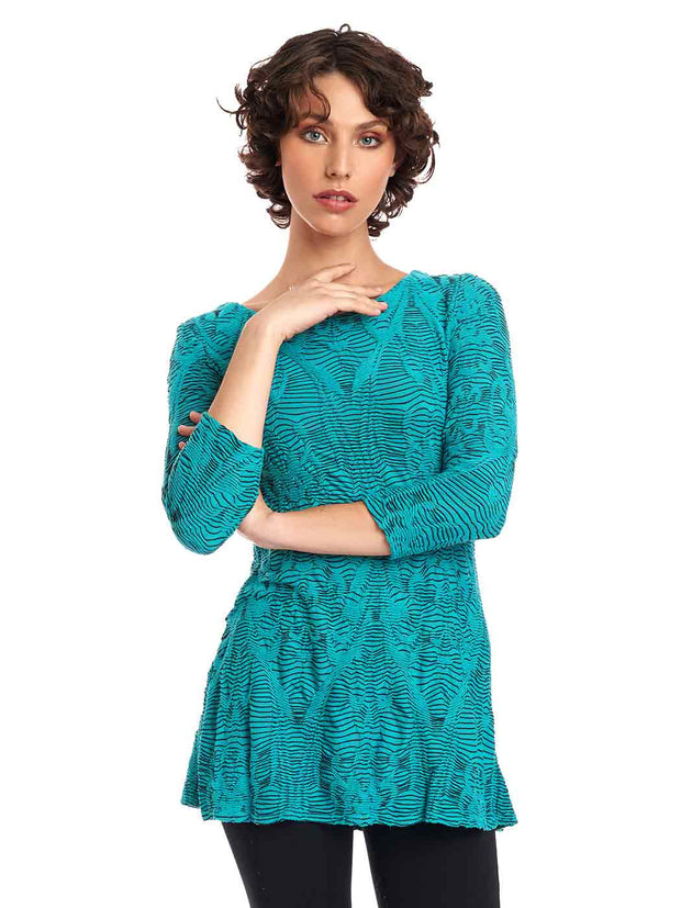 Tianello Crawford Knit Jersey Jacquard Mara Tunic-Acapulco