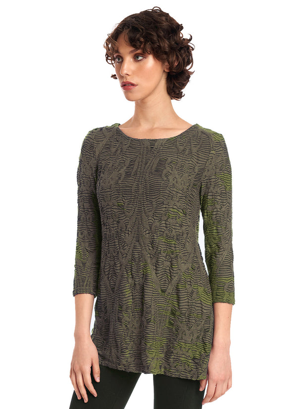 Tianello Crawford Knit Jersey Jacquard Mara Tunic-Moss