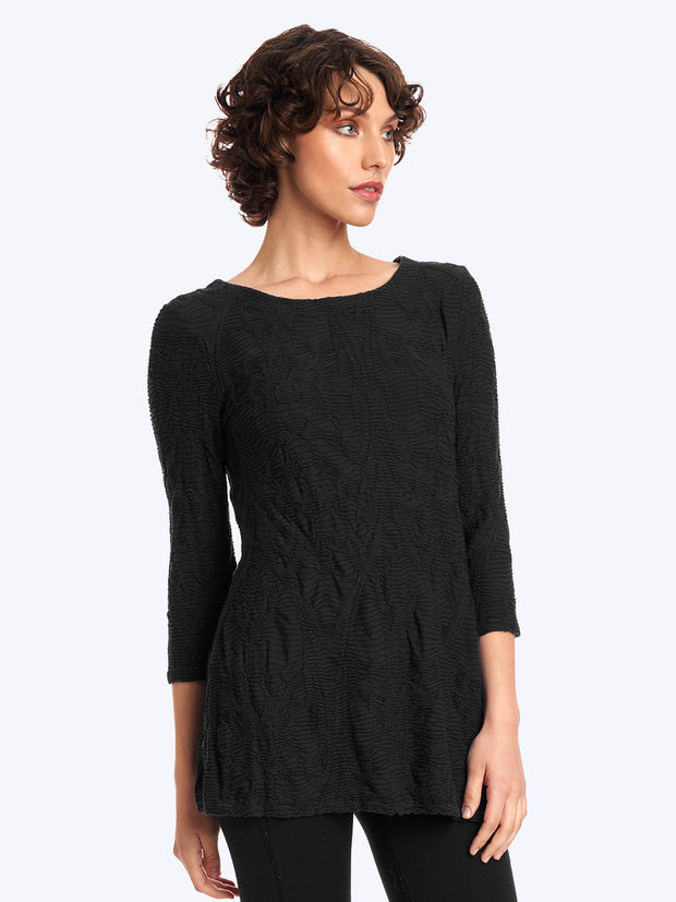 Tianello Crawford Knit Jersey Jacquard Mara Tunic-Black