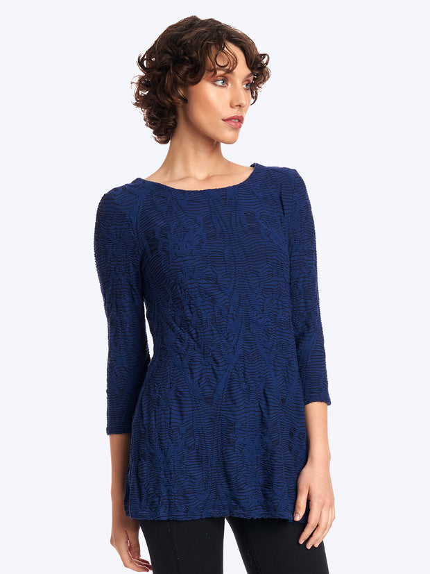 Tianello Crawford Knit Jersey Jacquard Mara Tunic-Cobalt