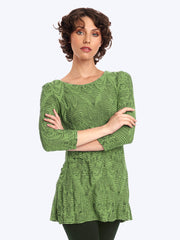 Tianello Crawford Knit Jersey Jacquard Mara Tunic-Leaf