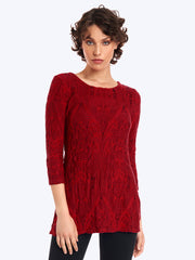 Tianello Crawford Knit Jersey Jacquard Mara Tunic-Pomegrante