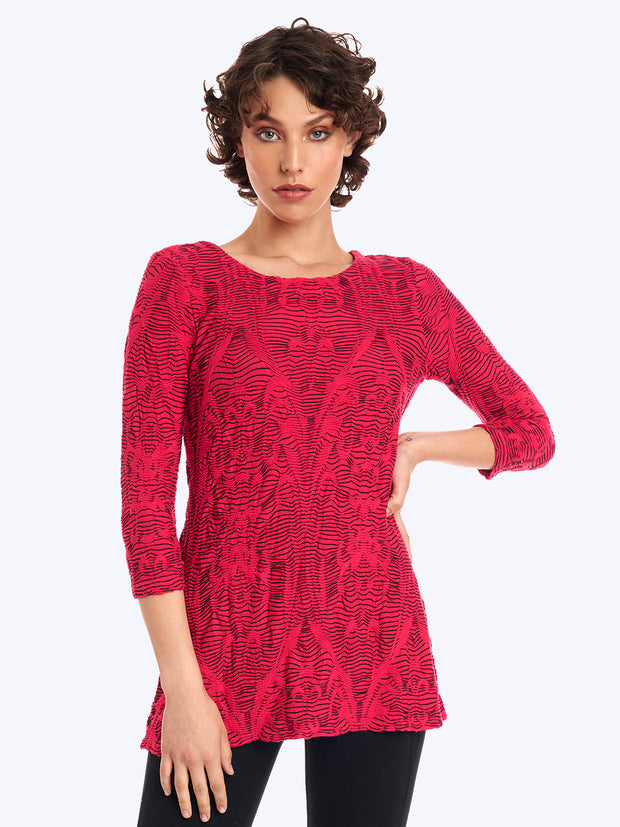 Tianello Crawford Knit Jersey Jacquard Mara Tunic-Velvet Pink