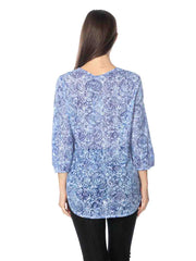 Tianello "China" Print  Knit Cotton Burnout "Teylyne" Blouse-Wash