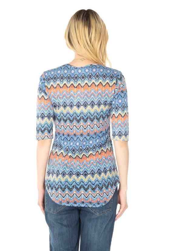 Tianello "Cuzco" Printed Cotton Knit Burnout "Koi Tee"-Wash