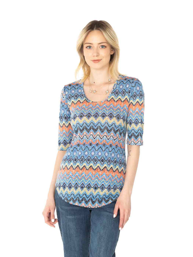 Tianello "Cuzco" Printed Cotton Knit Burnout "Koi Tee"-Wash
