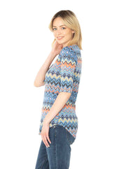 Tianello "Cuzco" Printed Cotton Knit Burnout "Koi Tee"-Wash