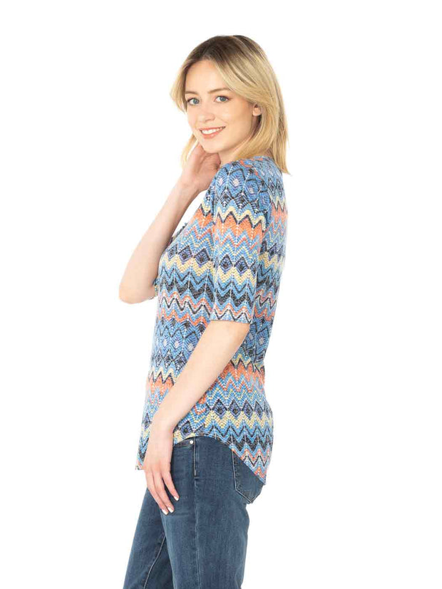 Tianello "Cuzco" Printed Cotton Knit Burnout "Koi Tee"-Wash
