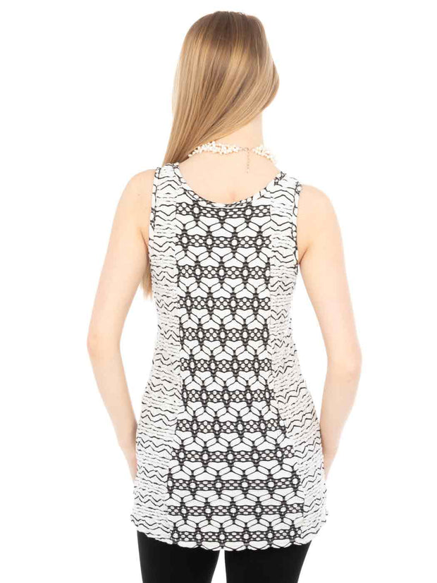 "CUZCO"  Knit Jacquard "Lemley" Long Tank -Wash