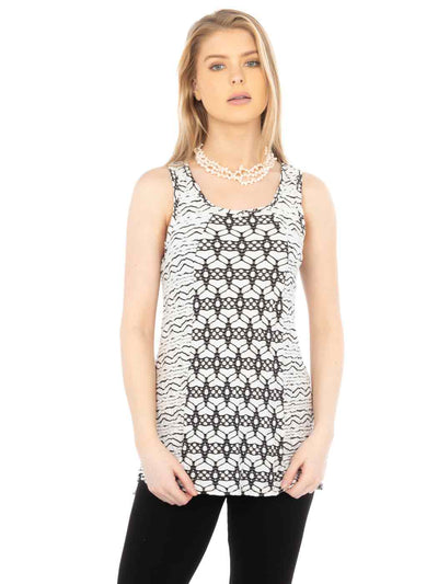 "CUZCO"  Knit Jacquard "Lemley" Long Tank -Wash