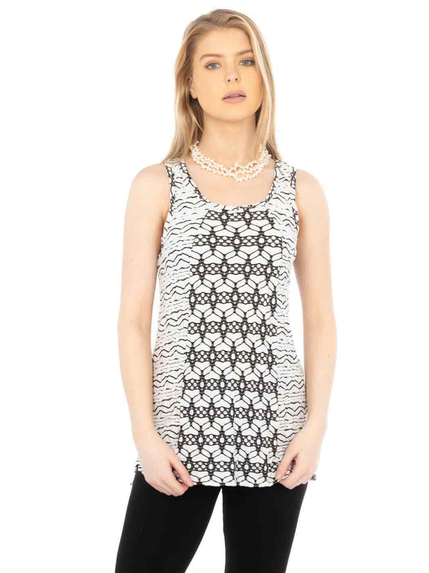 "CUZCO"  Knit Jacquard "Lemley" Long Tank -Wash