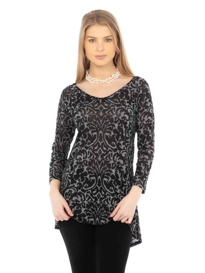 Tianello Knit Burnout Livia Tunic - "Davida" Print-Wash
