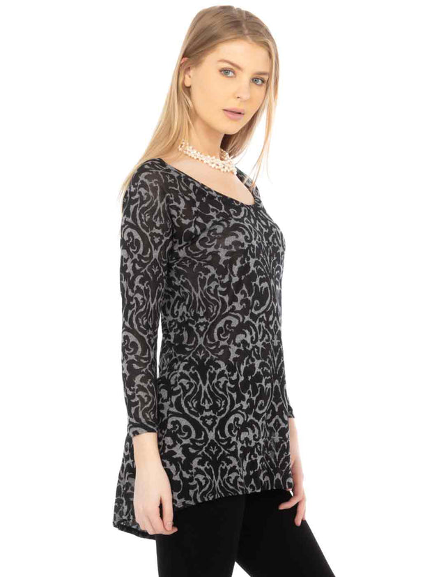 Knit Burnout Livia Tunic - "Davida" Print-WashTianello Knit Burnout Livia Tunic - "Davida" Print-Wash