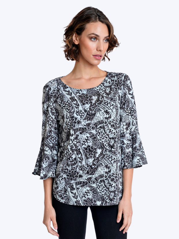 Tianello print "Dixen" Cotton Burnout "Trey" Tunic-Wash