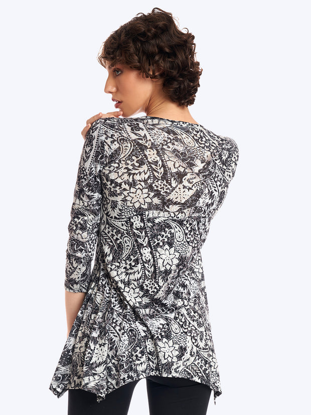 Tianello Dixen Cotton Knit Burnout "Asbury" Tunic-Wash