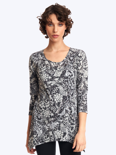 Tianello Dixen Cotton Knit Burnout "Asbury" Tunic-Wash