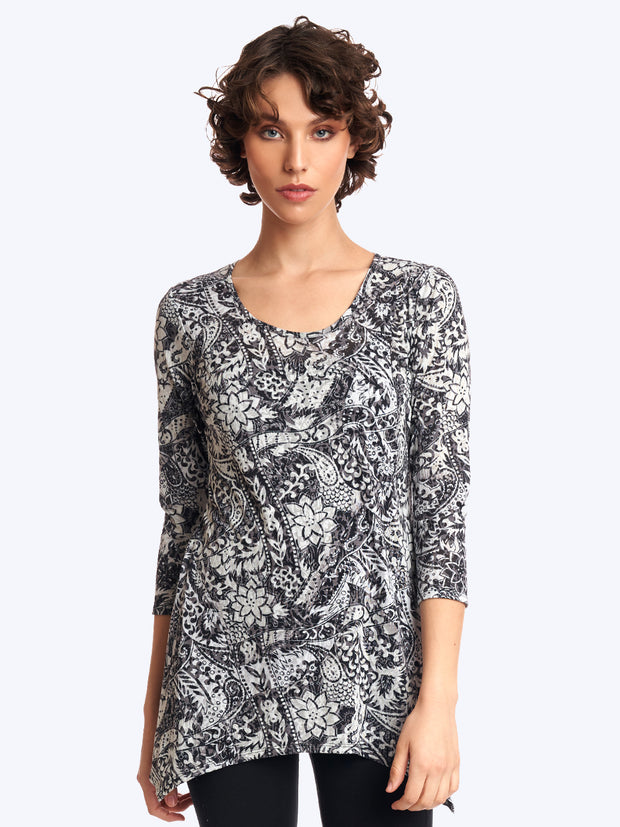 Tianello Dixen Cotton Knit Burnout "Asbury" Tunic-Wash