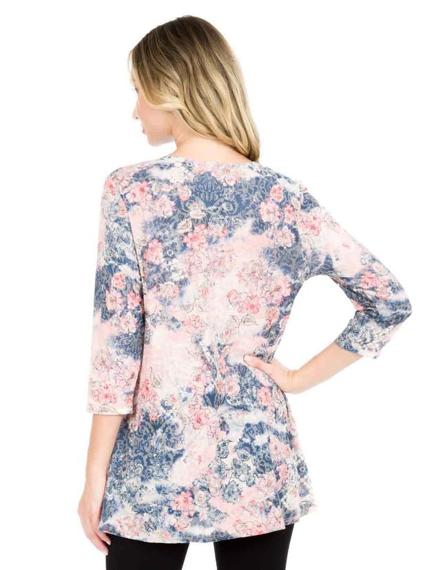 "Estee" Cotton Burnout Leyton Tunic-Pia Pink