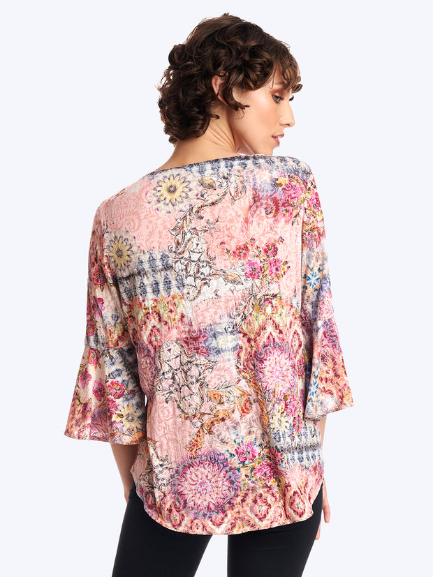 Tianello print "Eileen" Cotton Knit Burnout "Trey" Tunic-Wash