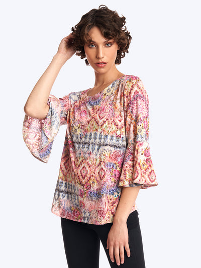 Tianello print "Eileen" Cotton Knit Burnout "Trey" Tunic-Wash