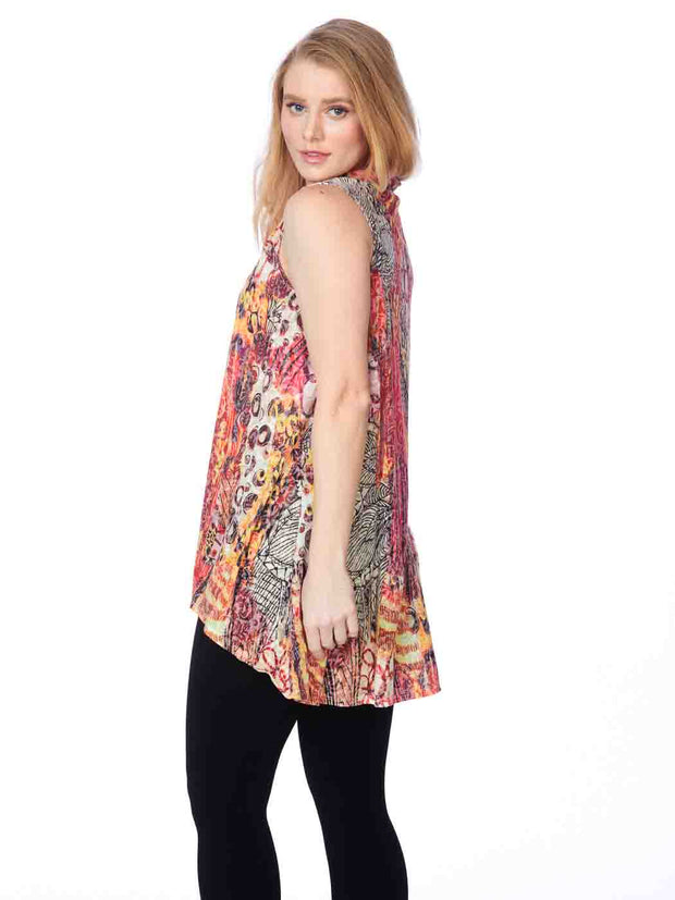 Tianello "EnLove" Cotton Knit Burnout "Briata" Cowl Tunic-Wash