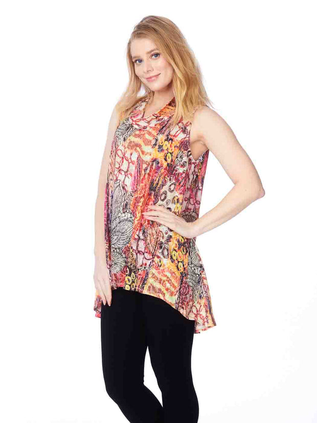 Tianello "EnLove" Cotton Knit Burnout "Briata" Cowl Tunic-Wash