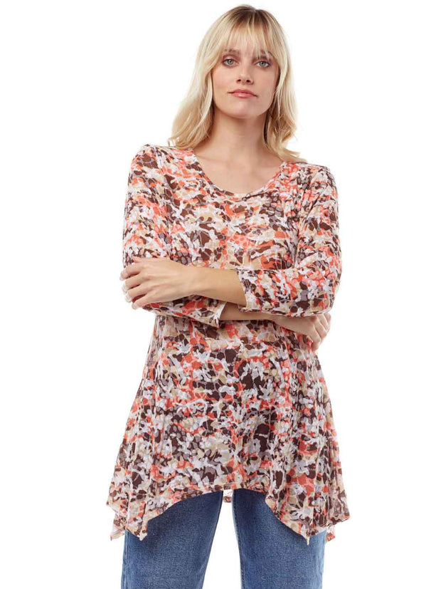 Tianello "Eona" Print Cotton Burnout Asbury Tunic