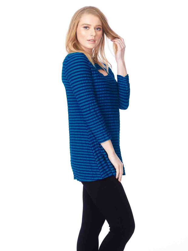 Tianello "Fontaine" Knit Jersey "Bon Bon" Tunic-Midnight Teal