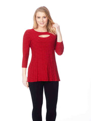 Tianello "Fontaine" Knit Jersey "Bon Bon" Tunic-Pomegranate