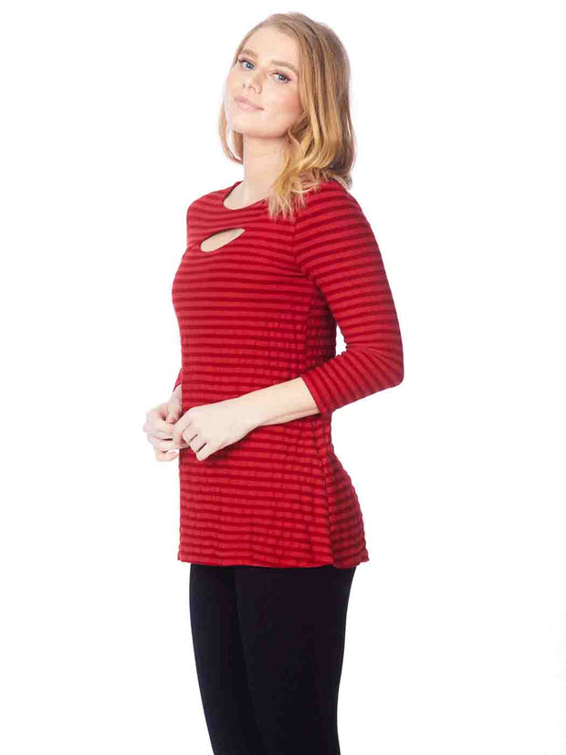 Tianello "Fontaine" Knit Jersey "Bon Bon" Tunic-Pomegranate