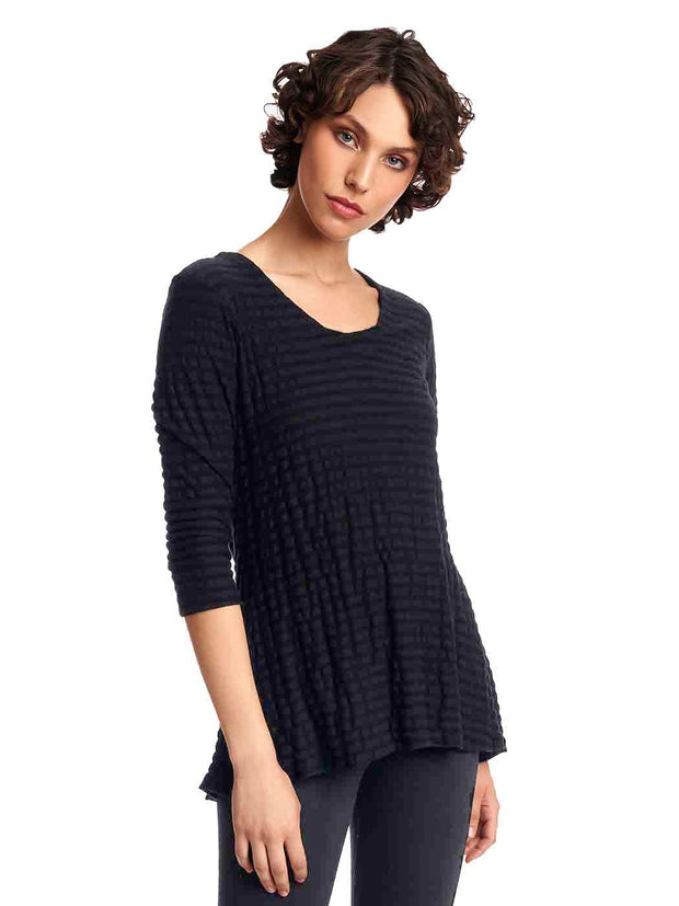 Stripe Fontaine Knit Jersey Jacquard "Mara Tunic"-Black