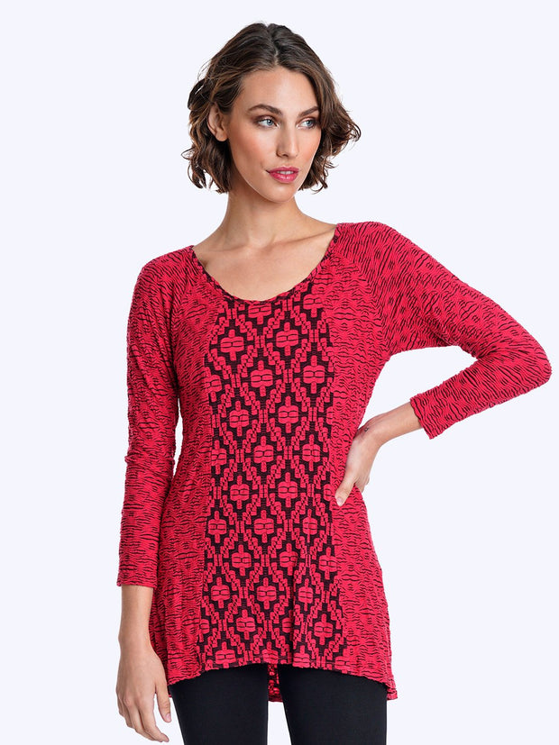 Tianello "Game" Jacquard Knit Jersey "Nao" Tunic-Velvet Pink