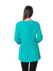 Tianello "Honey" Knit Jacquard "Shelby" 2-PKT Blouse-Acapulco