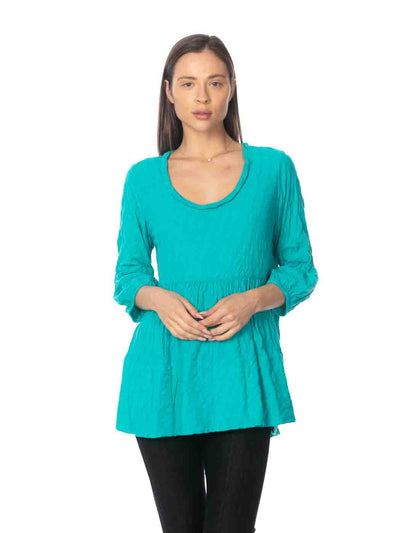 Tianello "Honey" Knit Jacquard "Shelby" 2-PKT Blouse-Acapulco