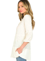 "Honey" Knit Jacquard "Shelby" Blouse