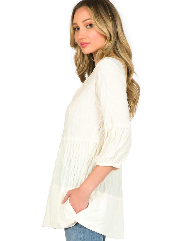 "Honey" Knit Jacquard "Shelby" Blouse