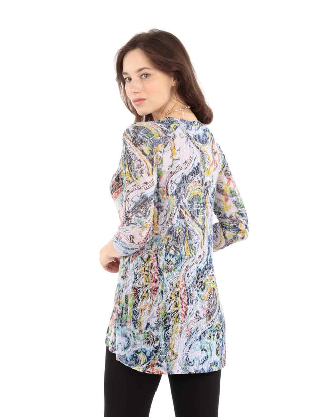 Tianello "Happa" Print Knit Jersey Burnout "Livia" (Limited Sizes Available)-Lychee