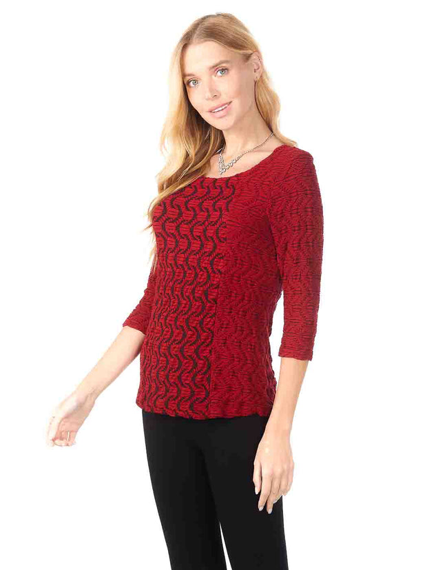 Tianello "Innu" Knit Jersey Jacquard "Ballet" Tee-Pomegranate