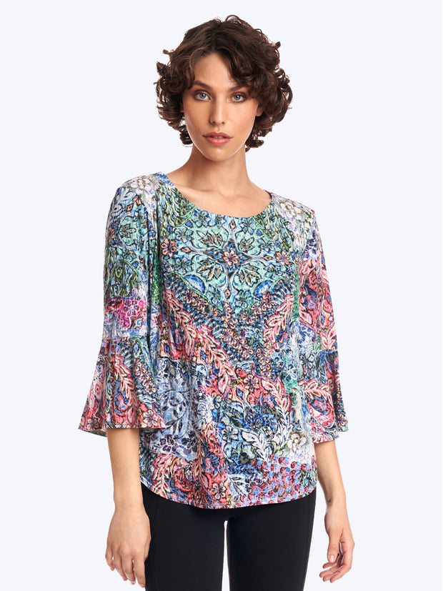 Tianello print "Juicy" Cotton Knit Burnout "Trey" Tunic-Wash