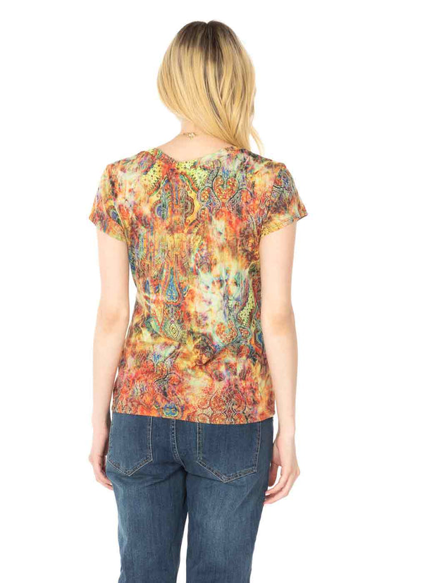 Tianello "Jinya" Printed Cotton Knit Burnout "Daily Tee"-Wash