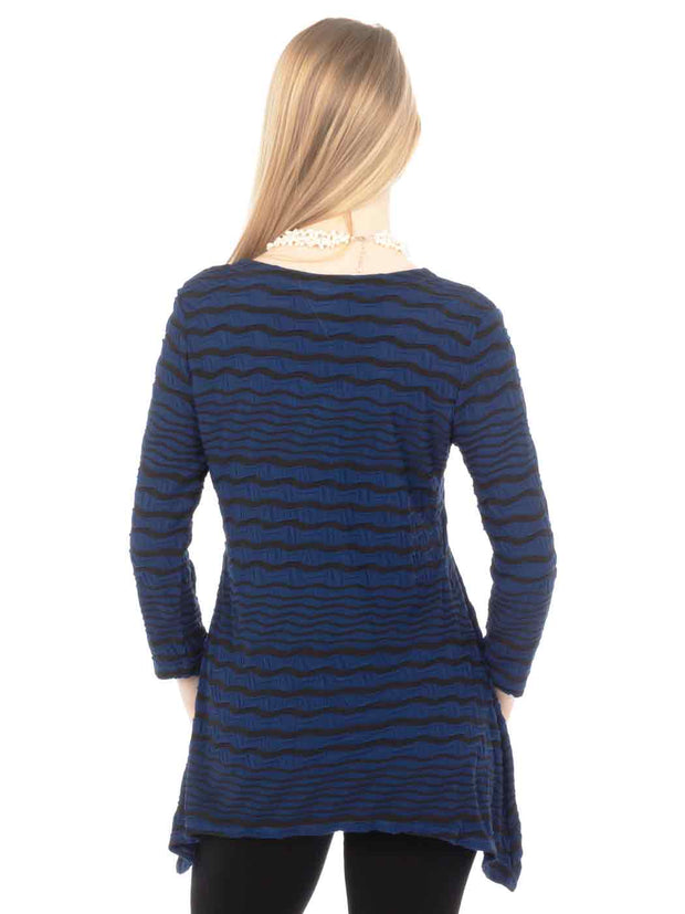 Tianello Stripe Knit Jersey Jacquard "Vedelle" Tunic-COBALT