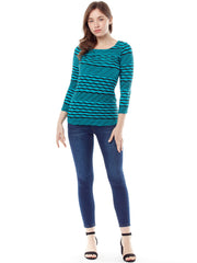Tianello Stripe Knit Jersey Jacquard "Ballet" Tee-Acapulco